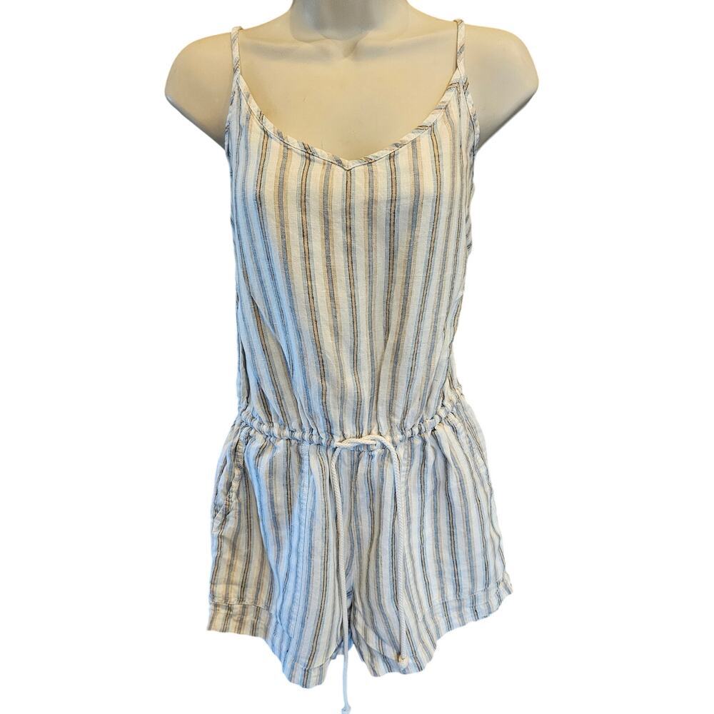 Lou & grey loft linen pocket adjustable romper summer minimalist EUC neutral M
